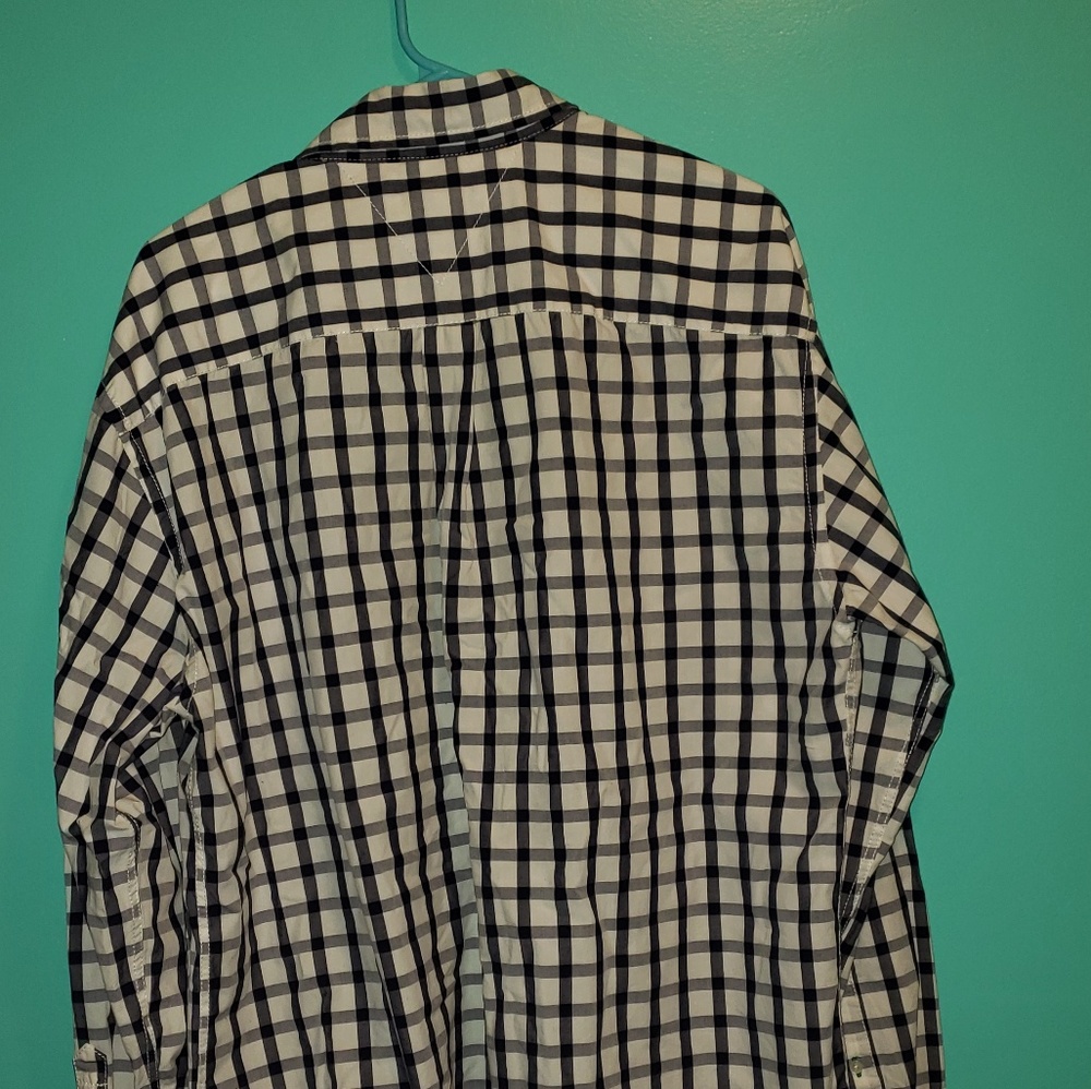 Tommy Hilfiger button up plaid blue and grey XL - Picture 4 of 7